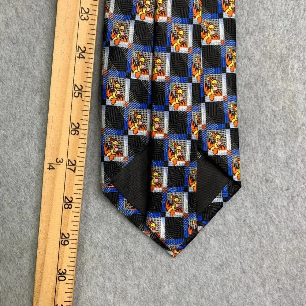 Disney Pooh Tigger Tie All Over Print Blue Black Mens